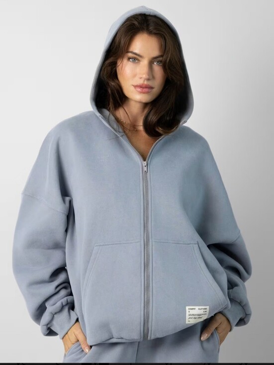 Comfrt Tops - Comfrt Unisex Affirmation Collection Vol 9 Oversized Zip Up Hoodie Slate Blue L